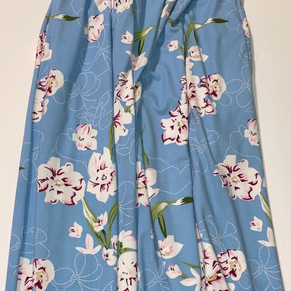 Light Blue Floral Maxi Dress with White & Pink Blooms - Picture 5 of 12
